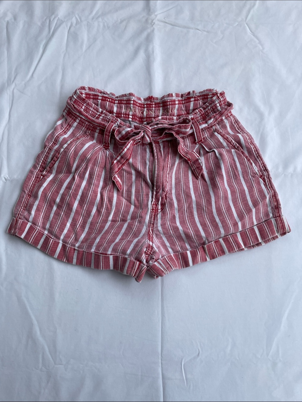 Striped Pink Tie-Waist Women’s Shorts
